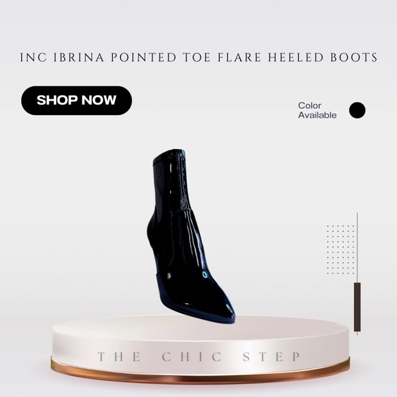 INC International Concepts Women’s Ibrina Pointed Toe Flare Heeled Boots Black - Picture 4 of 9